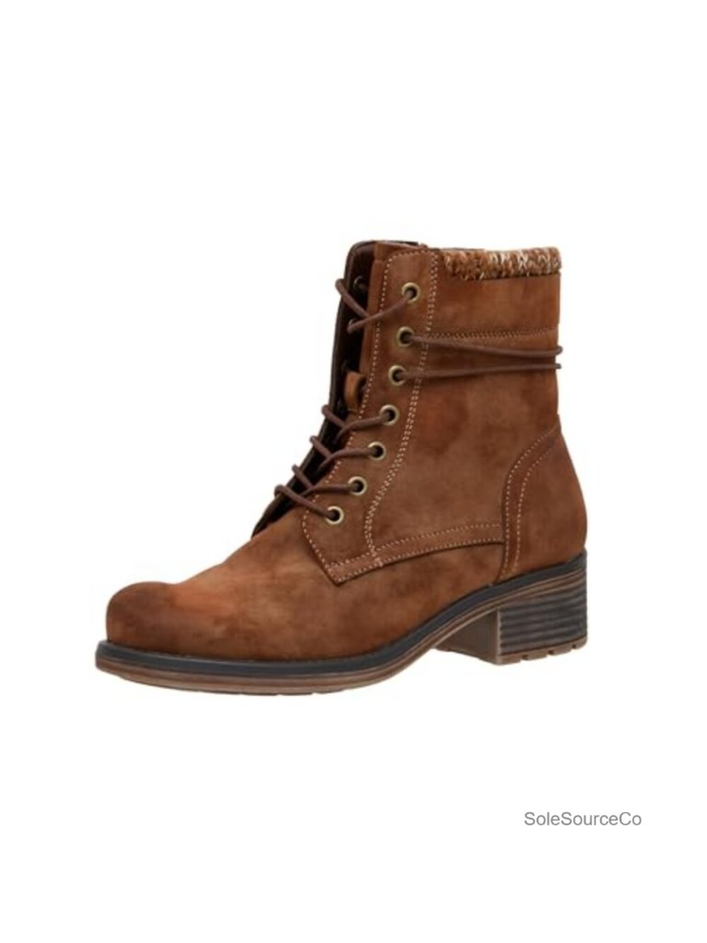 Women's Suede-Like Ankle Boots with Memory Foam, Knit Cuff, Block Heel